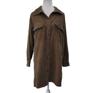 Gilded Intent‎ Oversized Size XS Corduroy Plaid Brown Shacket Utility Grunge